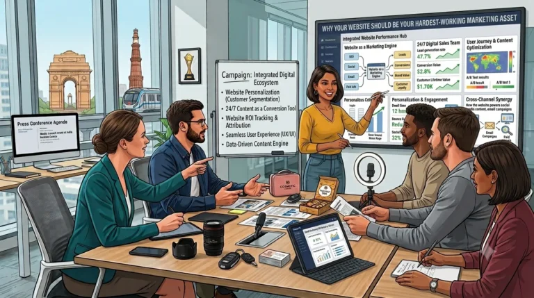 Website marketing team reviewing a digital growth strategy